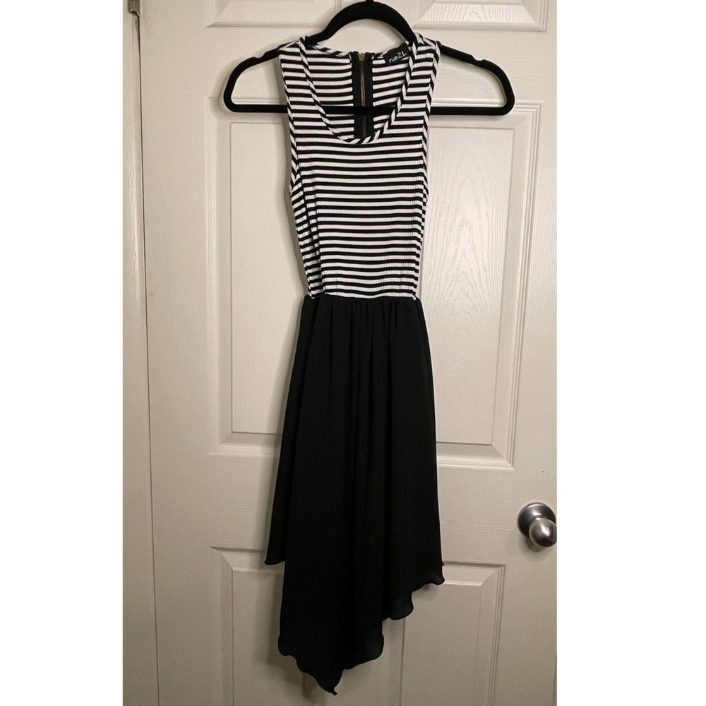 High low black and white dress